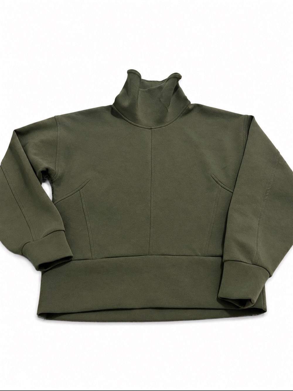 Calia Olive Green Scuba Mock Neck Pullover Sweatshirt Women’s XS Cottagecore